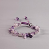 دستبند سنگ آمتیست طبیعی | دستساز مکرومه با نخ بنفش قابل تنظیم aram002