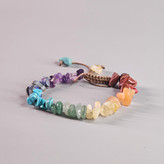 دستبند سنگهای طبیعی هفت چاکرا | مدل چیپ استون (Chip Stone) با بند قهوهای قابل تنظیم