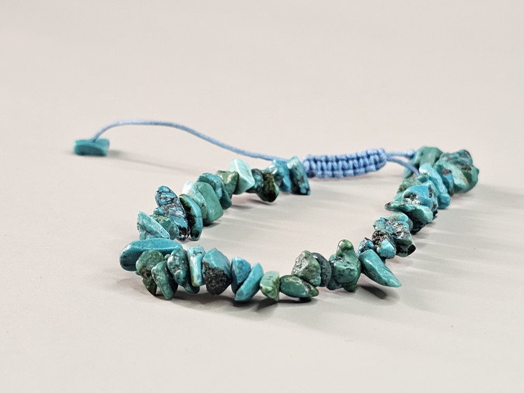 دستبند سنگ فیروزه | دستساز با نخ مکرومه قابل تنظیم